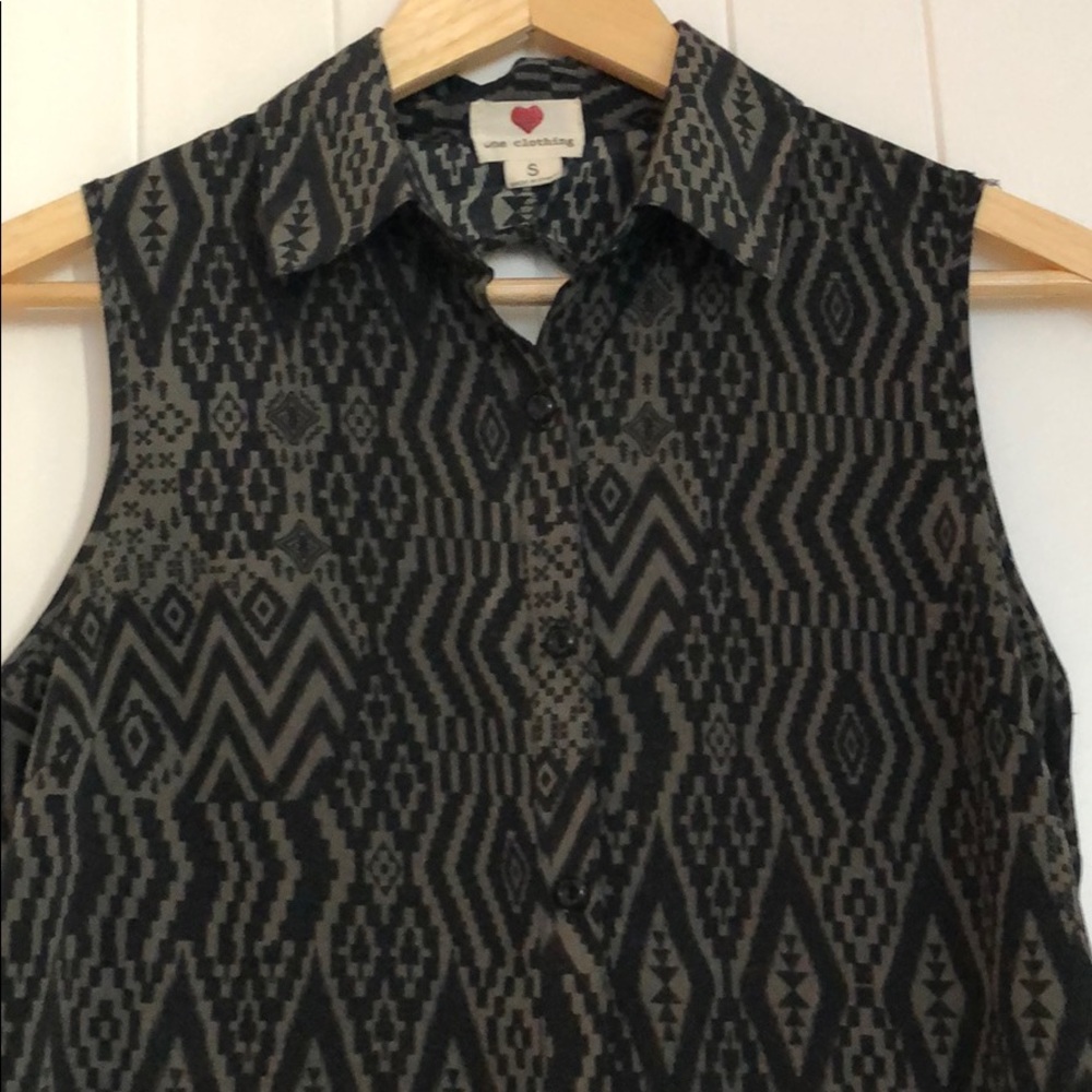 Olive green and black printed dress